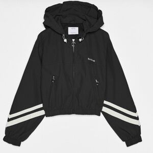 Bershka Black Nylon Cropped Street Style jacket Jacket